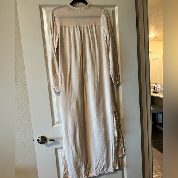 Free People Cream Buttoned Maxi Dress with Plunge Neckline - Picture 3 of 5